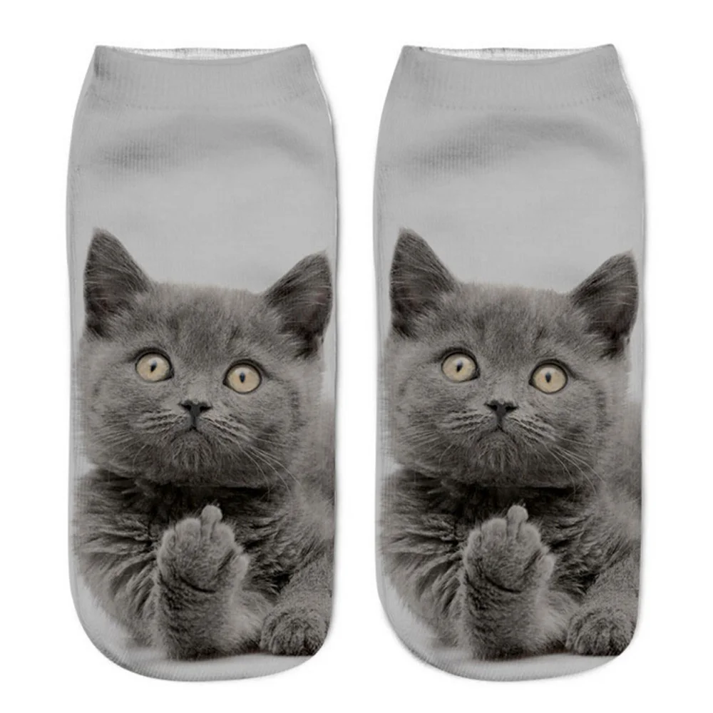 

2017 Hot Sale Fashion 3D Harajuku Cat Printed Women Casual Socks Unisex Low Cut Ankle Socks