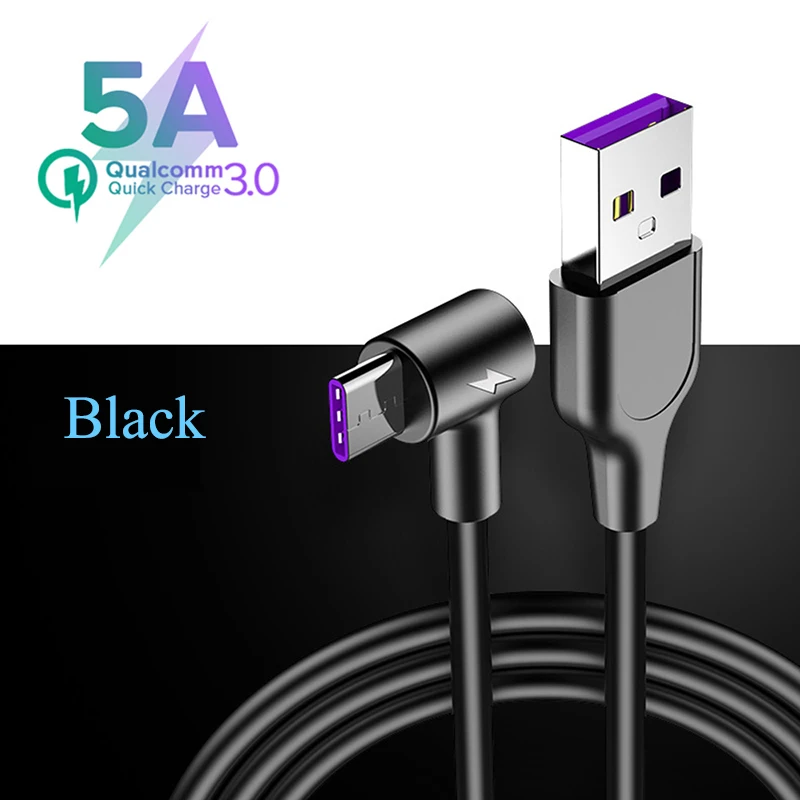 5A usb type-C кабель для huawei P30 Pro P20 mate 20 Быстрая зарядка type-C USB C кабель для samsung S10 S9 Xiaomi USBC супер зарядное устройство - Тип штекера: 5A Type C Black