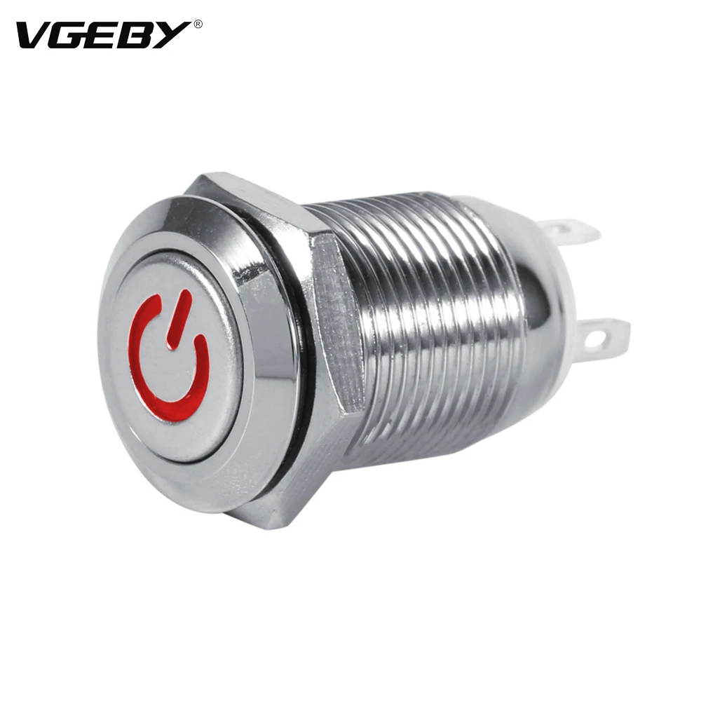 Blue LED Metal Momentary 12mm Push Button Switch 12V SPST Waterproof for Car