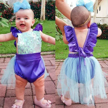 

Baby Bodysuit Newborn Baby Girls Sequin Mermaid Tutu Skirt Dress Summer Outfits Clothes Baby Girl Bodysuits Cotton O-neck
