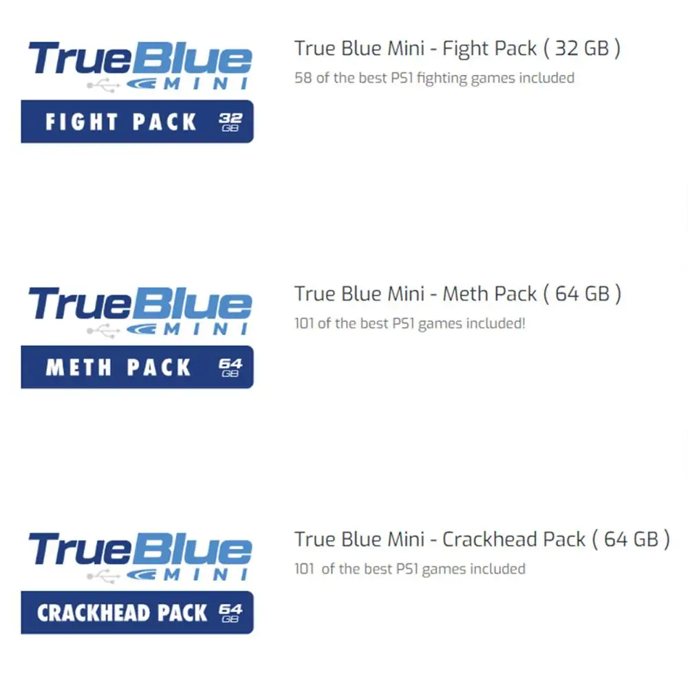 True Blue Mini Crackhead Pack 101 игр/Meth Pack 101 игр/32G Fight Pack 58 игр для playstation классические игры и аксессуары