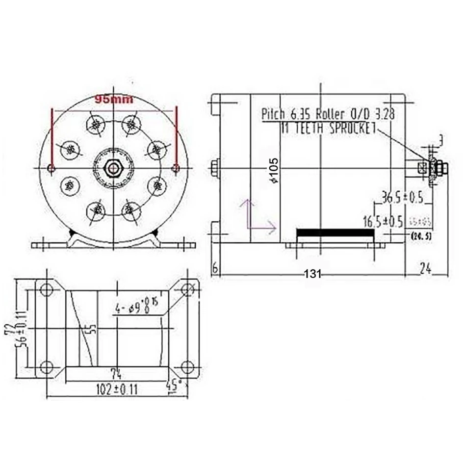 DHL UNITEMOTOR MY1020 500W24V/36 V/48 V Высокая Скорость щёточный двигатель постоянного тока мотор для электрического велосипеда E мотороллер, фара для электровелосипеда в матовый Шестерни мотор