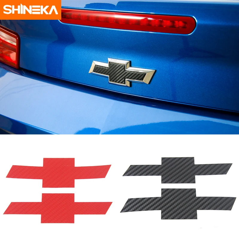 

SHINEKA Carbon Fiber Sticker Car Front Grille & Rear Cross Sticker Emblem Badge Stickers for Chevrolet Camaro 2017+ Car Styling