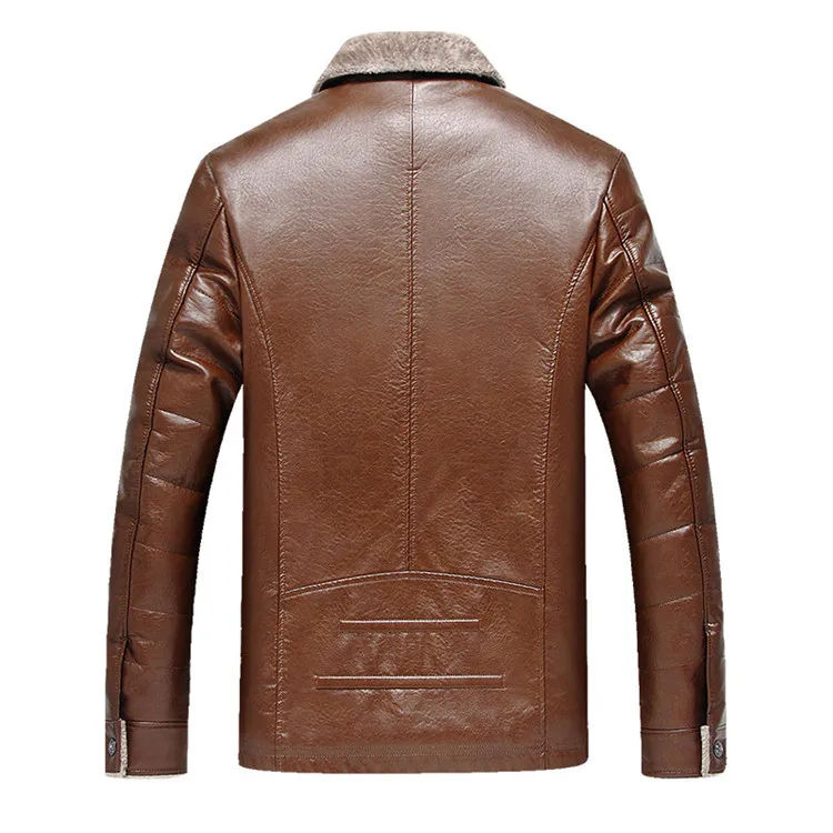 SHANBAO, деловое пальто для джентльменов, зима, новинка, мужская мода, тонкая кожаная куртка, плюс бархат, толстая, теплая, с отворотом, кожаная куртка