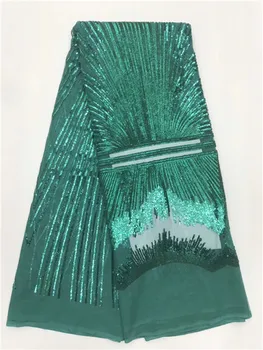 

African Lace With Sequins Embroidery Textile Lace Fabric High Quality Sequins French Tulle Lace Fabrics For Wedding Party