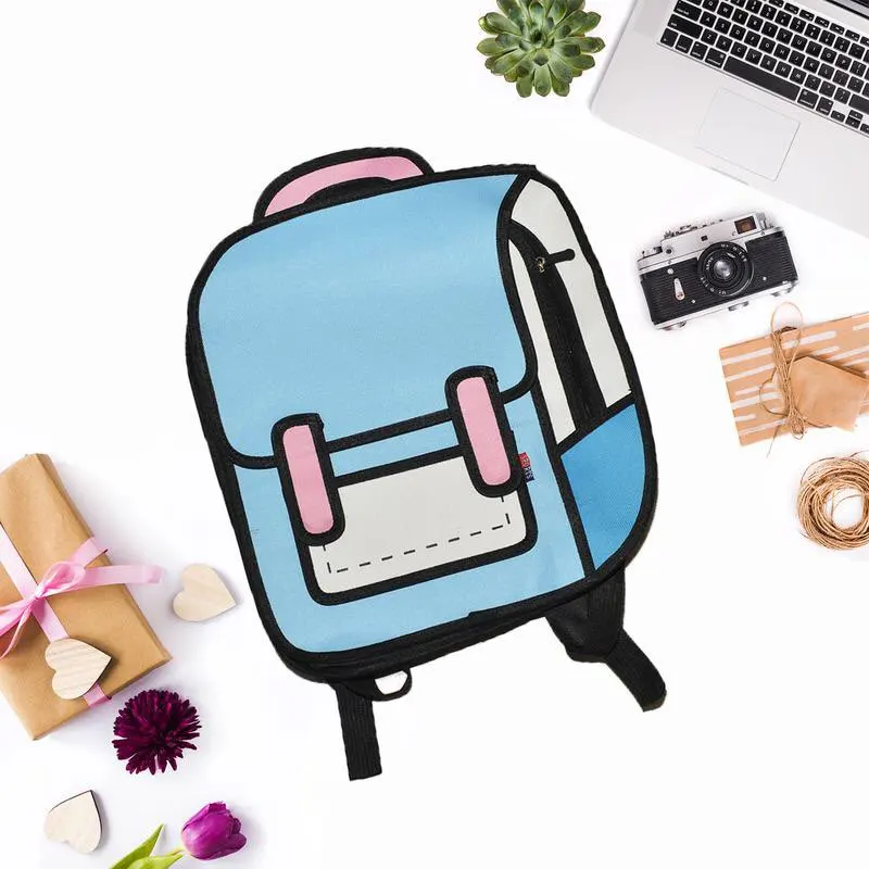 أزياء النساء على ظهره الإبداعية 2D الرسم الظهر 3D الانتقال نمط الكرتون حقيبة مدرسية للفتيات Traval Mochila موهير أزياء النساء على ظهره الإبداعية 2D الرسم الظهر 3D الانتقال نمط الكرتون حقيبة مدرسية للفتيات Traval Mochila موهير