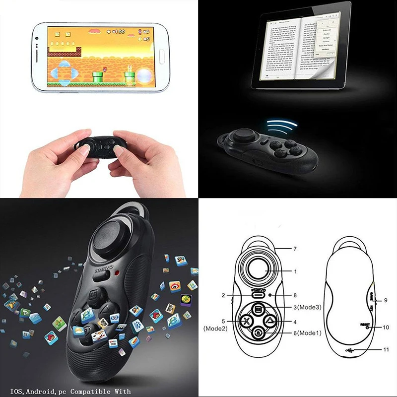 Mini Wireless Bluetooth USB Game Pad Remote Controller For xiaomi iphone 8 IOS Android VR PC Phone TV Box Tablet joystick joypad