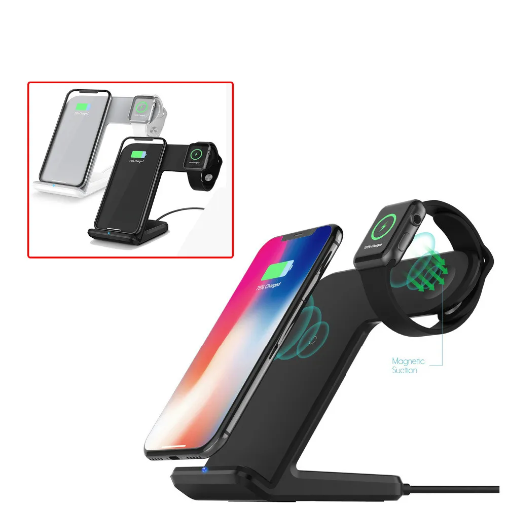 

2 in 1 Wireless Charger Fast Charging Stand Station for Apple Watch iWatch 1 2 3 4 iPhone XS MAX XR X 8 Plus Samsung S9