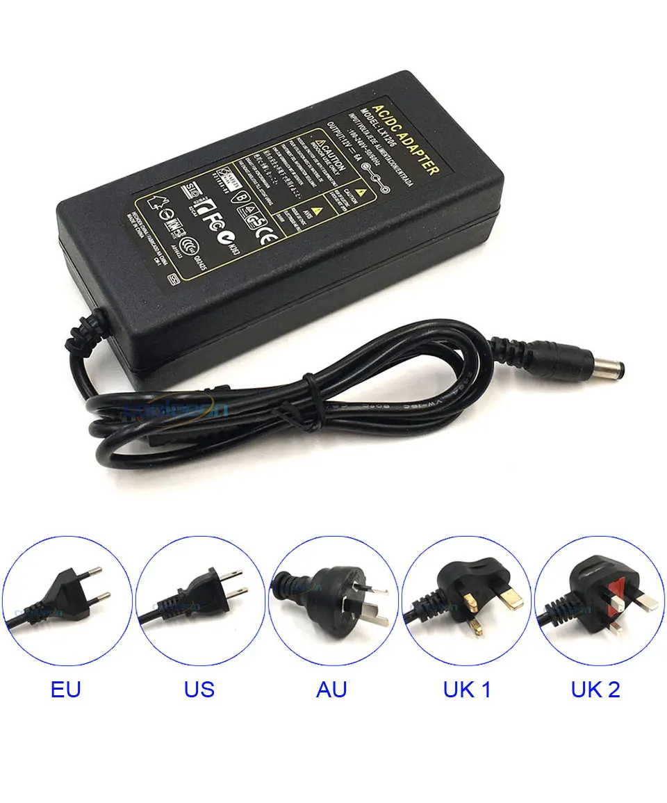 ACDC Adapter 12V Power Supply 1A 2A 3A 4A 5A 6A Transformer Driver for LED Strip Light Bulb AU UK US EU Plug Adapters 110V 220V (12)