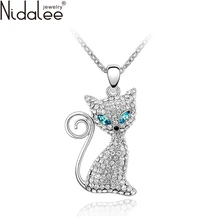 Nidalee 2016 nuevo lleno de circón gato precioso colgantes collares declaración para las mujeres del banquete de boda de cristal de swarovski joyería n286