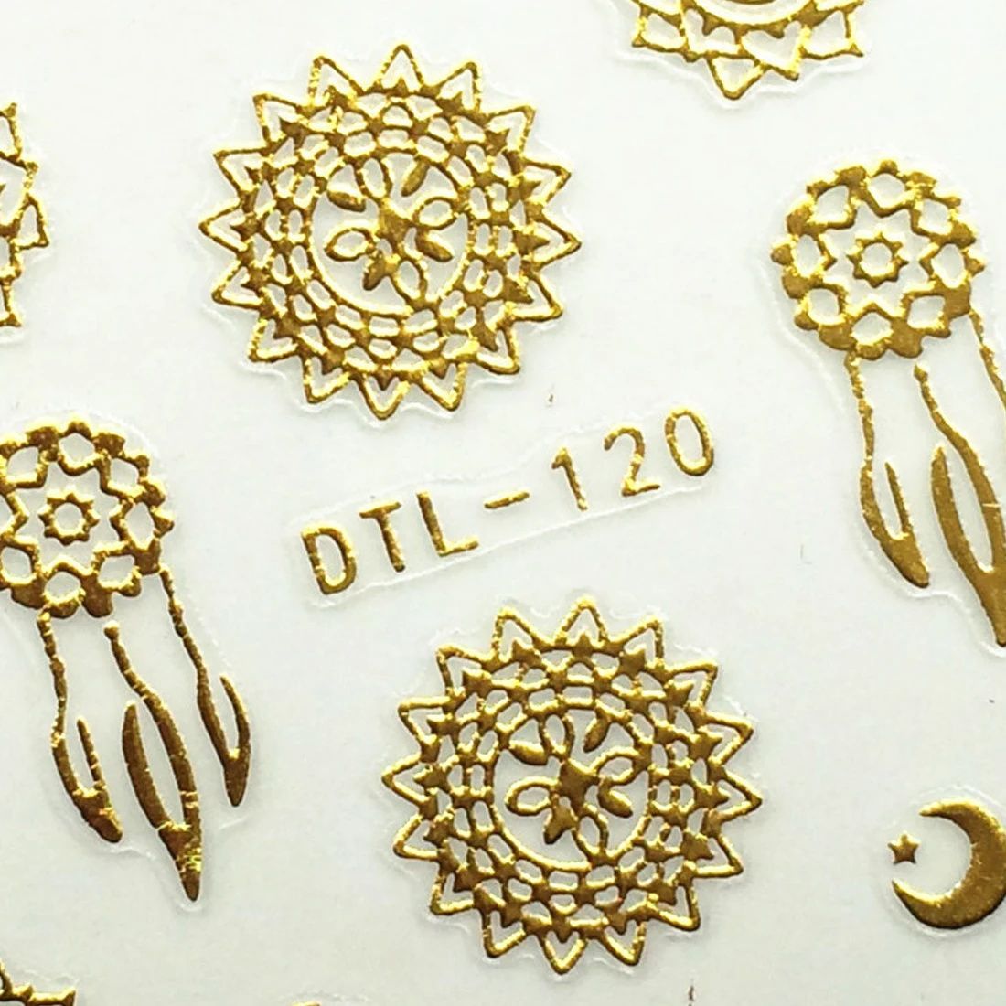 

New arrival 1 Sheet Ultrathin 3D Nail Stickers Star/Moon Image Transfer Decal Gold Color 10.2x7cm Adhesive Nail Art Decorations