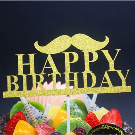 1 шт многоцветные топперы для кексов Блестящий Топпер для торта «С Днем Рождения» флажки для торта Наклейка Декор баннерная карточка выпечка DIY аксессуар - Цвет: style 23