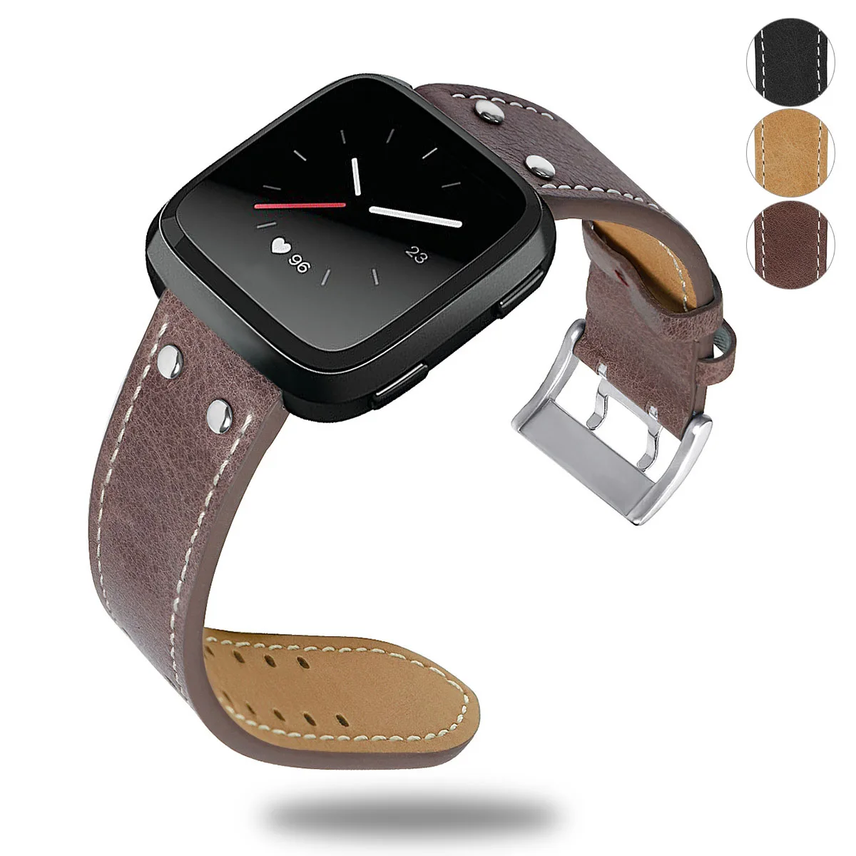 Essidi полностью зернистая кожа ремешок для часов петля для Fitbit Versa Замена офисного браслета