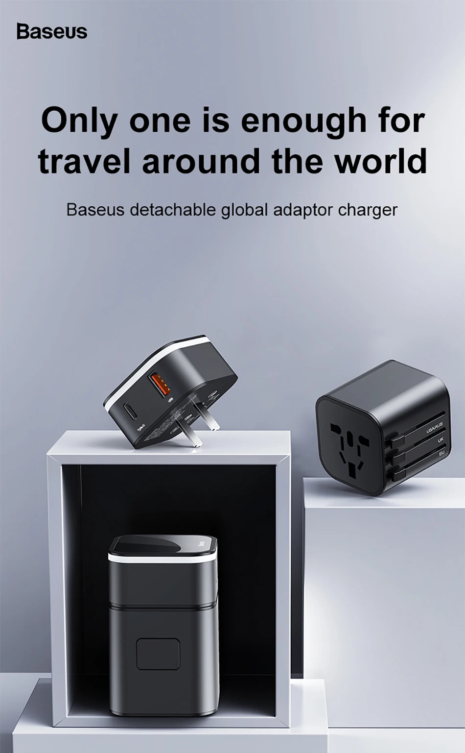 Baseus Quick Charge 3,0, зарядное устройство USB для путешествий, адаптер питания PD QC3.0, быстрая зарядка, настенная розетка для Великобритании/ЕС/Австралии/США