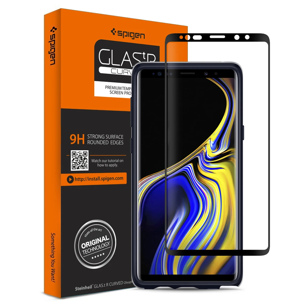 Продажа 100% Оригинальный SPIGEN Glas. tR изогнутый HD экран протектор для samsung Galaxy Note 9