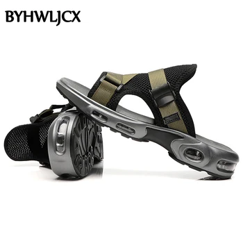 

Men's air cushion slippers mesh flat sports slippers outdoor leisure beach shoes swimming pool bathroom non-slip men's sandals