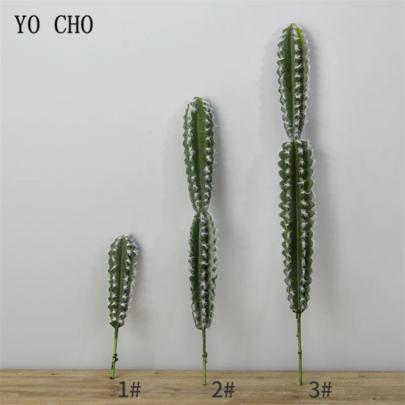 

YO CHO 1PC Green Artificial Cactus Succulent Plants Fake Flowers Balls Artificial Cactus Column For Home Party False Decoration