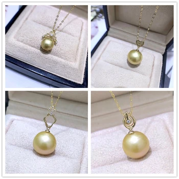 

Free Shipping Solid 18k Yellow Gold Pearl Pendant Connector,Cup And Peg Bead Cap,Dangle Gold Jewelry Making ,No pearl No chain