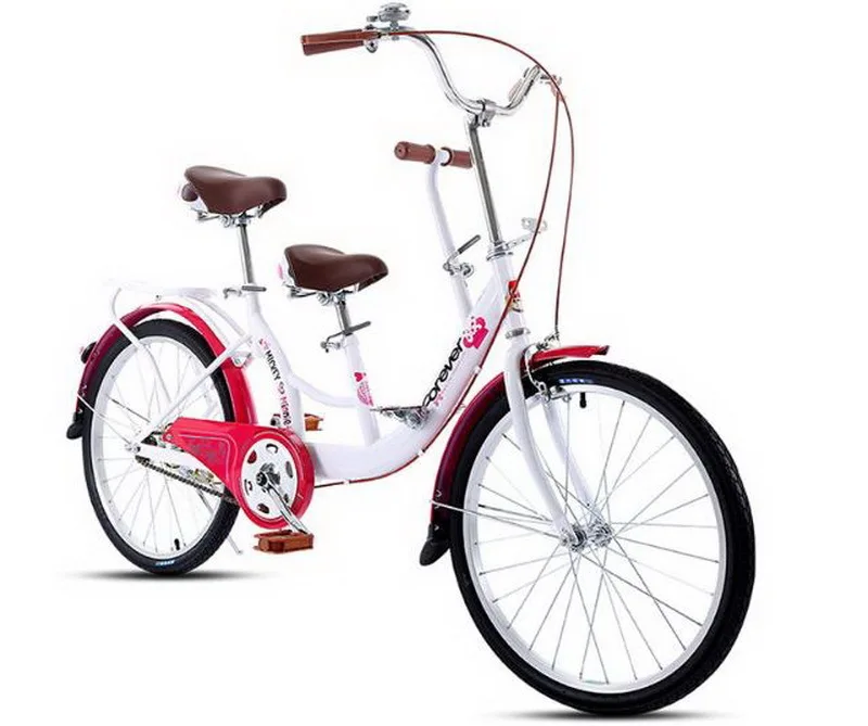 Sale Venividivici 22/24 inch Rubber tires Ladies bikes parent-child bike double person bike Electroplated child pedal 18