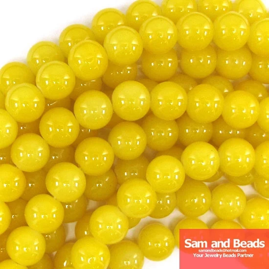 Buy 10mm Yellow Round Glass Loose Beads for Jewelry