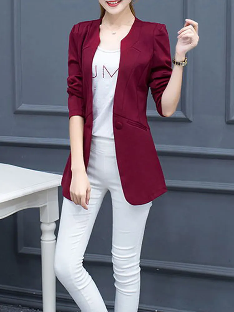 ها الكبرى 2019 الربيع جديد المرأة رداء غير رسمية ضئيلة المهنية الإناث دعوى بدوره إلى أسفل طوق الصلبة الجسم المناسب سترة WWX477