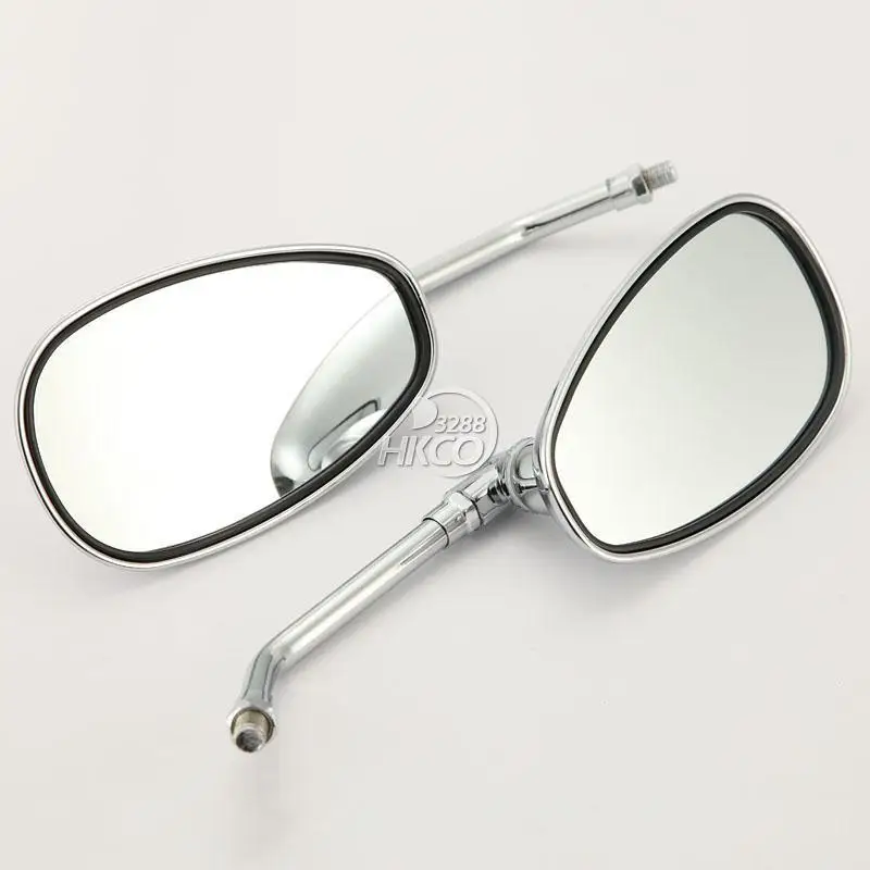 

Chrome Oval Teardrop Rearview Side Mirrors 10mm For Motorcycle Cruiser Chopper