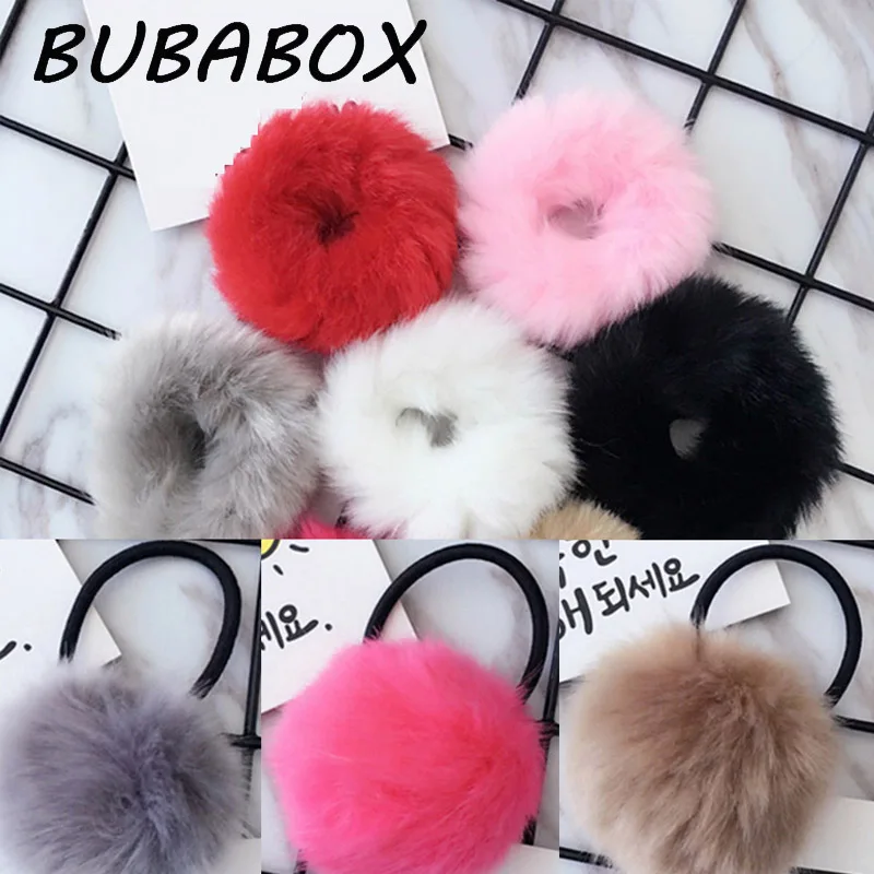 

Hot Korean Cute Trendy Warm Soft Fake Rabbit Fur Woman Elastic Hair Rope Bands Girls Hair Accessories Rubber Band Headwear