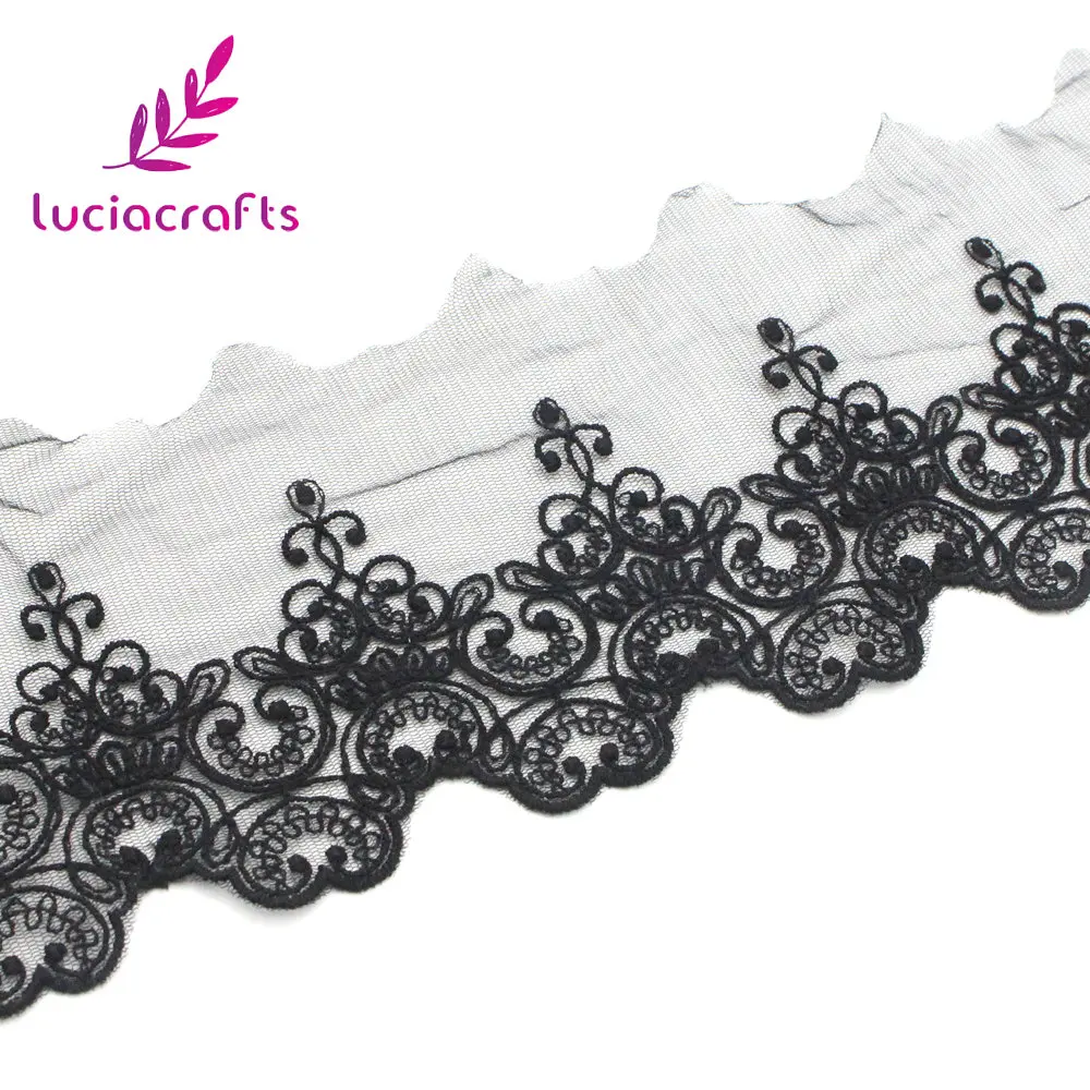 Lucia crafts, 1 год/3 года, 125 мм, вышивка, ткань, кружево, черный, белый цвет, Милая Кружевная отделка, сделай сам, материалы для рукоделия, аксессуары для одежды, R0507