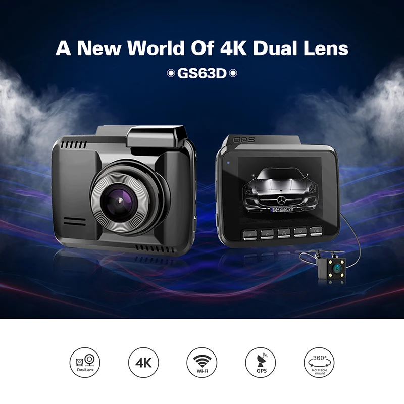 

Dealcoo WIFI Car DVR 4K Video Recorder Car DVR with Two Cameras Dash Camera 4K Dashcam GPS Car Camera Parking Monitor Novatek HD