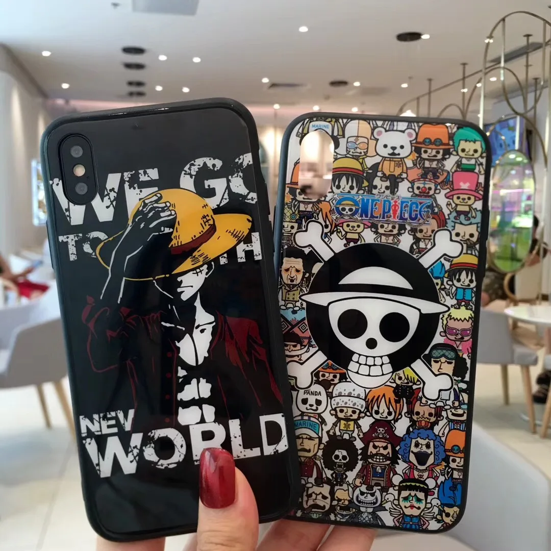 For iPhone 7 8 Plus Tempered Glass Phone Cases Cartoon Pattern XS MAX XR X Hard Cover Coque | Мобильные телефоны и