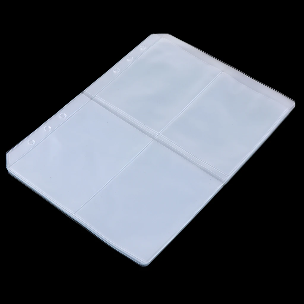 6-Ring Plastic Binder Pockets/Document Pouch/Name Card Credit Card Holder Bag, 10 Pcs Binder Planner Notebook Refills Pockets