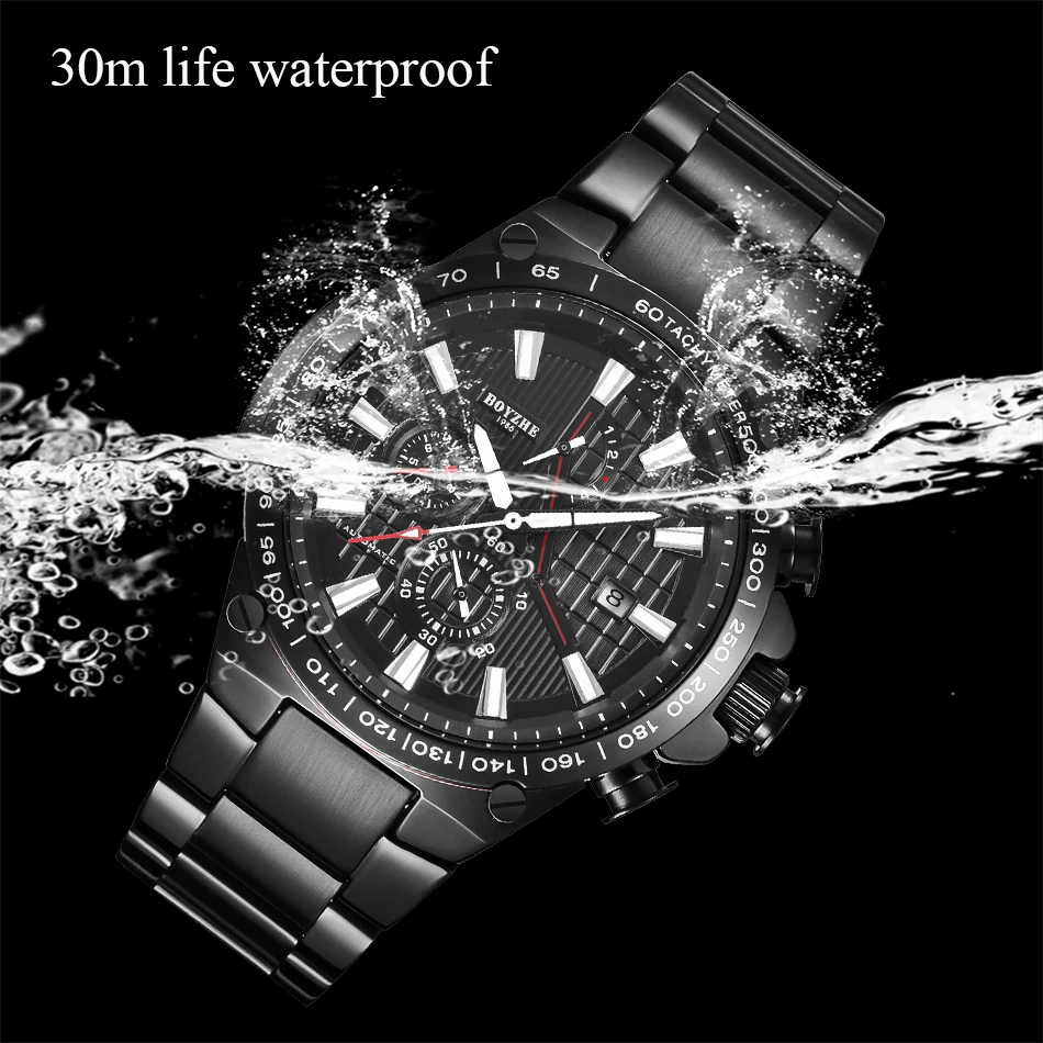 BOYZHE хронограф автоматические часы мужские Элитный бренд, механические часы браслет для мужчин Спорт montre homme reloj hombre