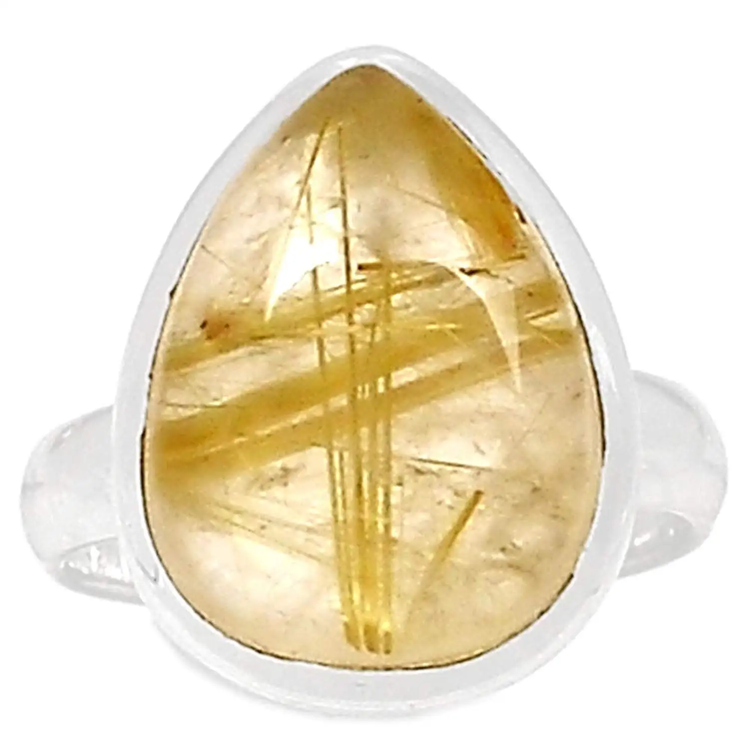 

Genuine GOLDEN RUTILE Ring 925 Sterling Silver Jewelry,USA Size :8, MHBAR3642