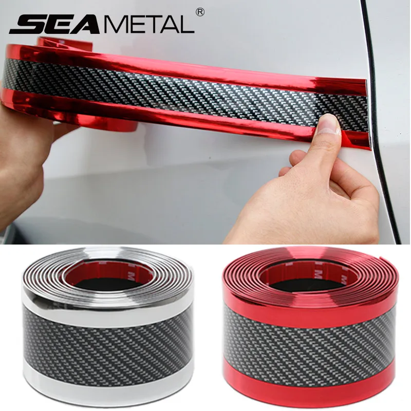 

Car Styling 5D Carbon Fiber Rubber Protector Door Sill Car Sticker Auto Styling Car Bumper Strip Protectors Exterior Accessories