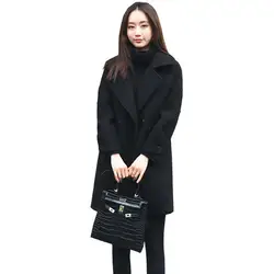 Горячая Женская зимняя куртка повседневное Пальто приталенное длинное пальто кардиган верхняя одежда черный MSK66