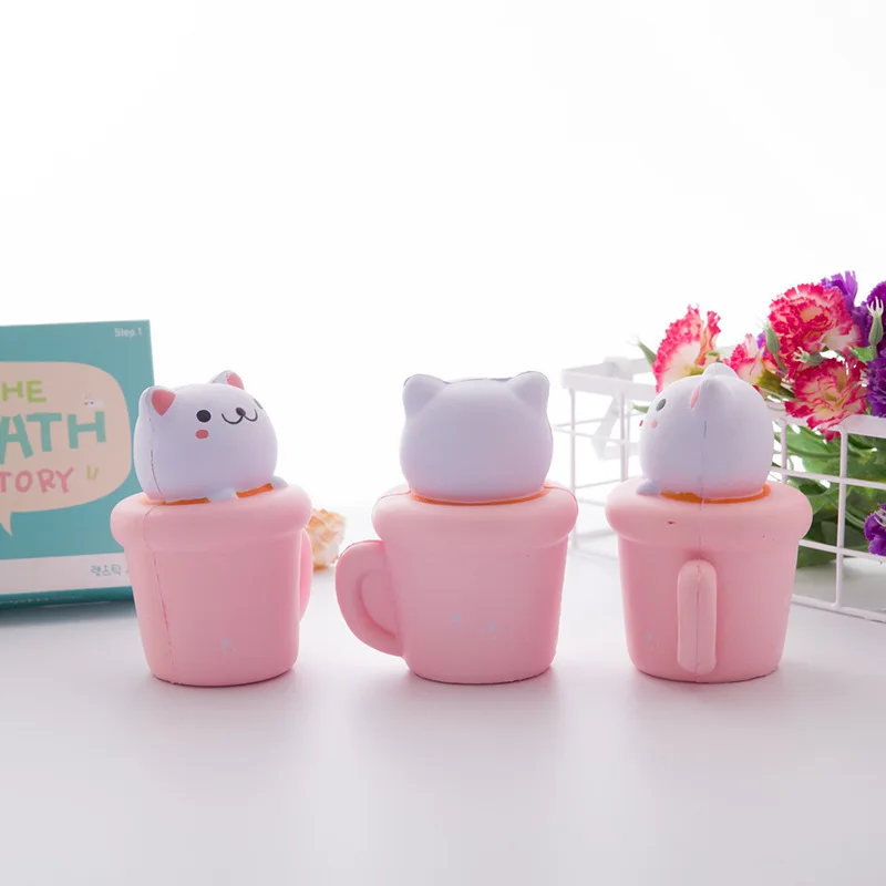 1, cat cup, slow rebound toy, PU soft simulation animal dolls, novelty cake, decompression children / adults to give vent to toy