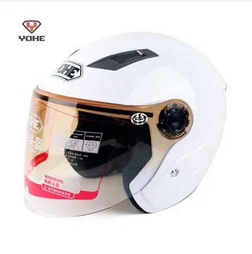 Мотоцикл половина лица YOHE шлемы, yh837 мотоцикл велосипед головной убор безопасности шлем скуте Байк - Цвет: Bright white
