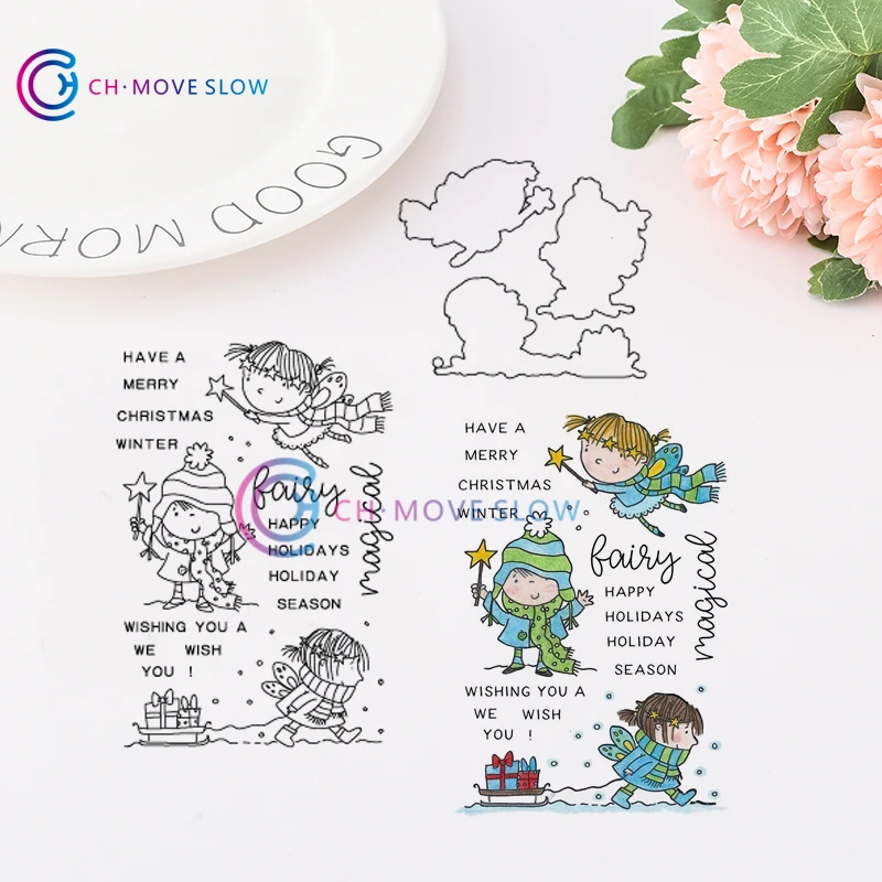 

CH FAIRY MAGICAL WINTER Metal Cutting Dies and stamps DIY Scrapbooking Card Stencil Paper Cards Handmade Album Stamp Die