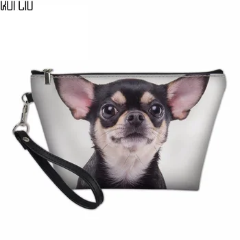 

Customized Organizer Make Up Women Chihuahua Prints Cosmetic Bag Makeup Box Pouch Travel Beauty Necessaire Vanity Pochette