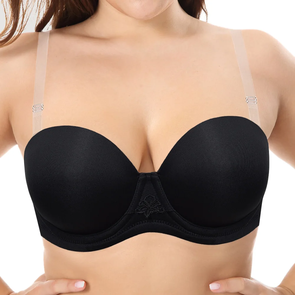 

New Transparet Halter Invisible Strapless Solid Silicone Adjustable Women Bra Wedding Sexy 32 34 36 38 40 42 44 B C D E F G H