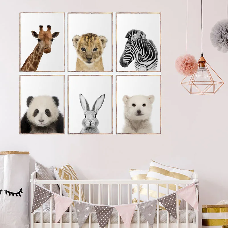 

Nursery Canvas Painting Posters Black White Prints Jungle Animals Wall Art Pictures for Living Room Cuadros Decoracion Salon