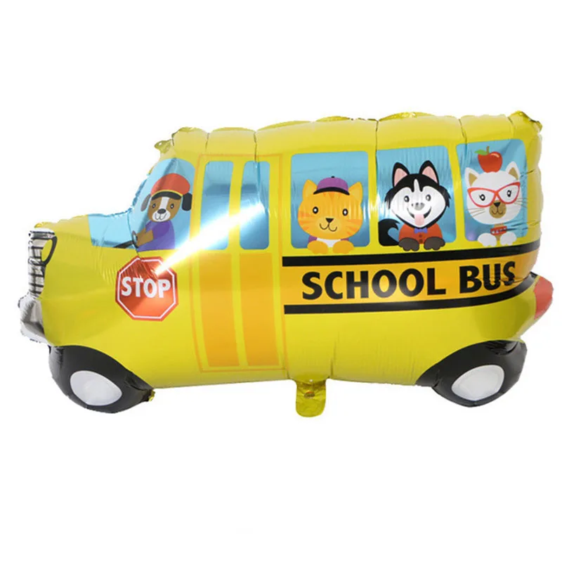 

Cool School Bus Foil Balloons For Boy Baby Shower Decoration Big Toys Kids Bus Train Tank Globos Balos