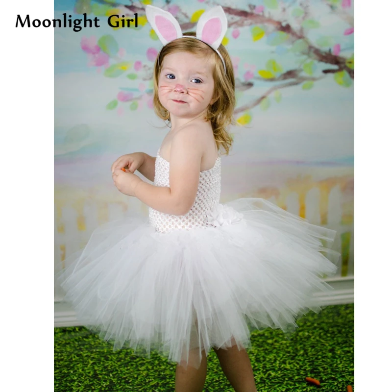 Kids Easter Rabbit Bunny Dress With Headband Mini Ball Gown Cute