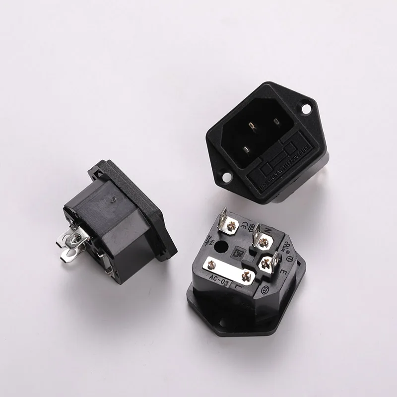 The Longest Side Of The Connector Is About 44.5mm Wide 33.2mm AC Power Socket High Power 15A / 250V Flat Foot With Ear Connector