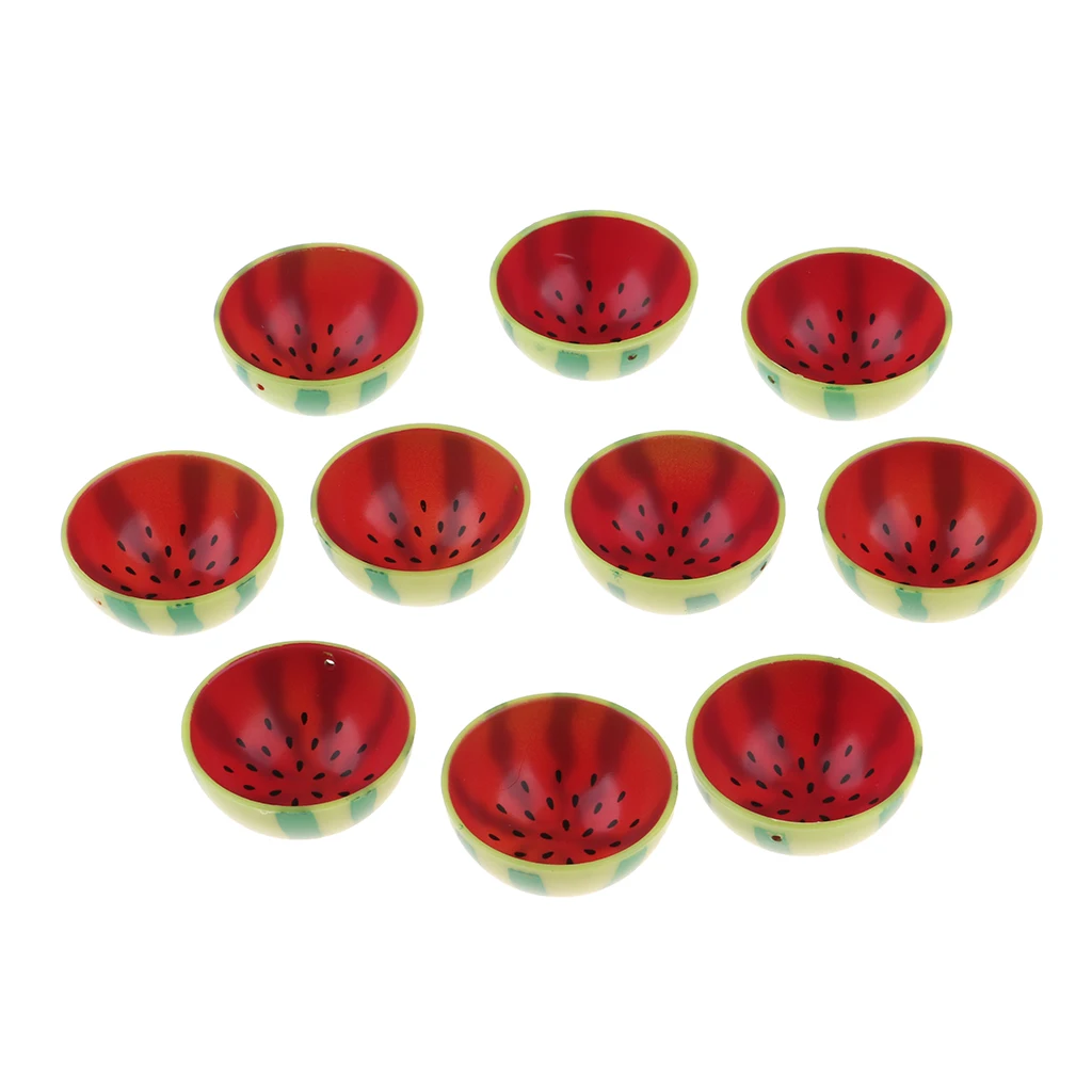 Set of 10 Pieces Miniature Watermelon Fruit Bowl Tableware for 1/6 Dolls House Kitchen or Dining Table Decor Pretend Play