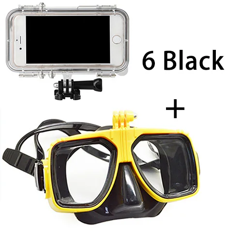 6-Black lens-Yellow Дайвинг комплект чехол для телефона сумка для хранения Одежда заплыва спортивный дайвинг Очки для iPhone 6 6 S плюс сенсорный Водонепроницаемый 170 градусов широкоугольный объектив - Цвет: 6-Black lens-Yellow
