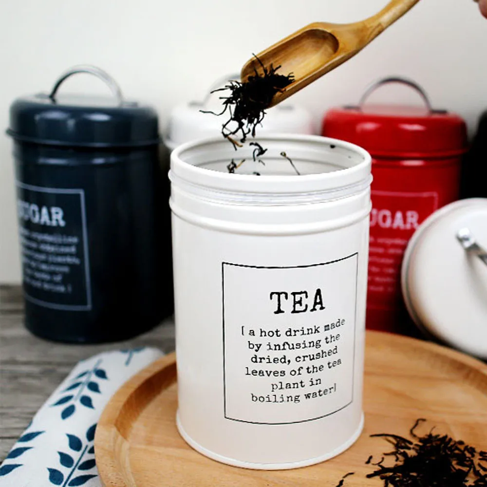 

Kitchen Seal Iron Box Tea Coffee Sugar Storage Jars Scandinavia Candy Round Metal Sealed Jar Milk Powder Container Bottle