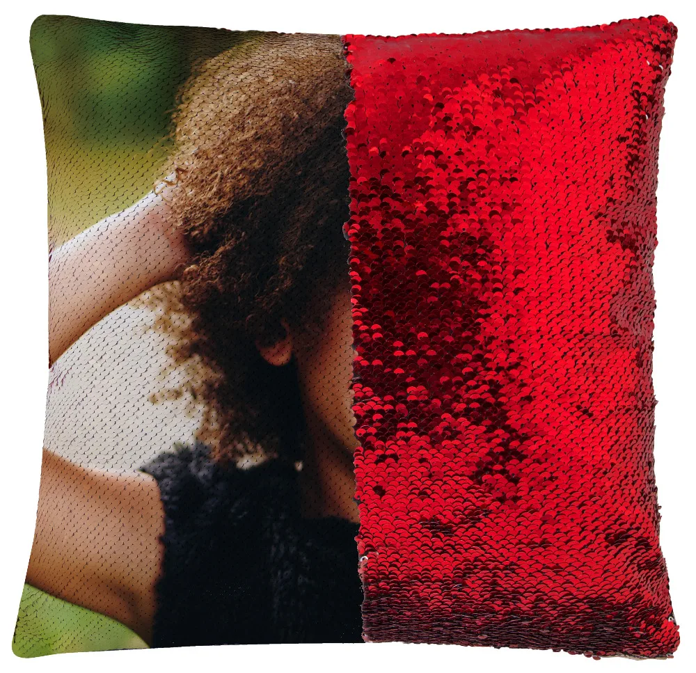 

Fuwatacchi Customize Picture Cushion Cover Mermaid Sequin Cushion Cover Private Customized Pillowcase Pictures on Pillow Case