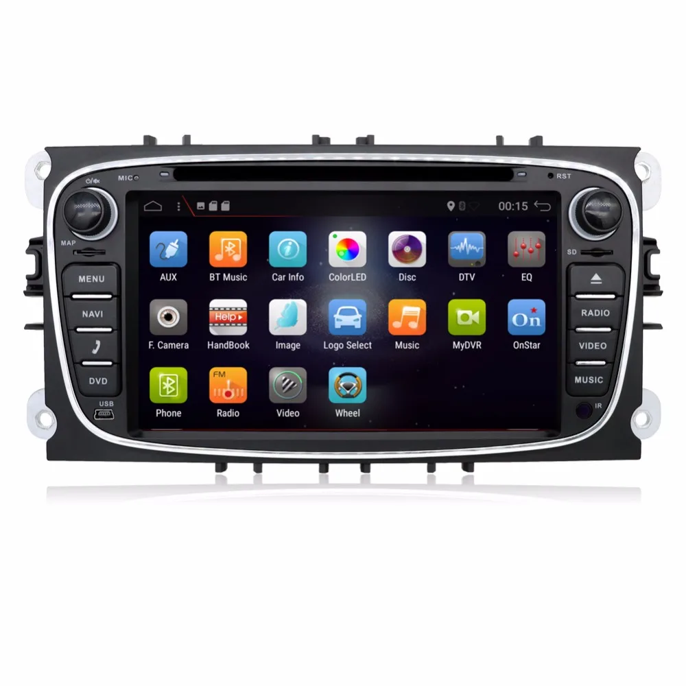 2 din Android 7.1 Quad Core Car DVD Player GPS Navi for Ford Focus Mondeo Galaxy with Audio Radio Stereo Head Unit Free Canbus