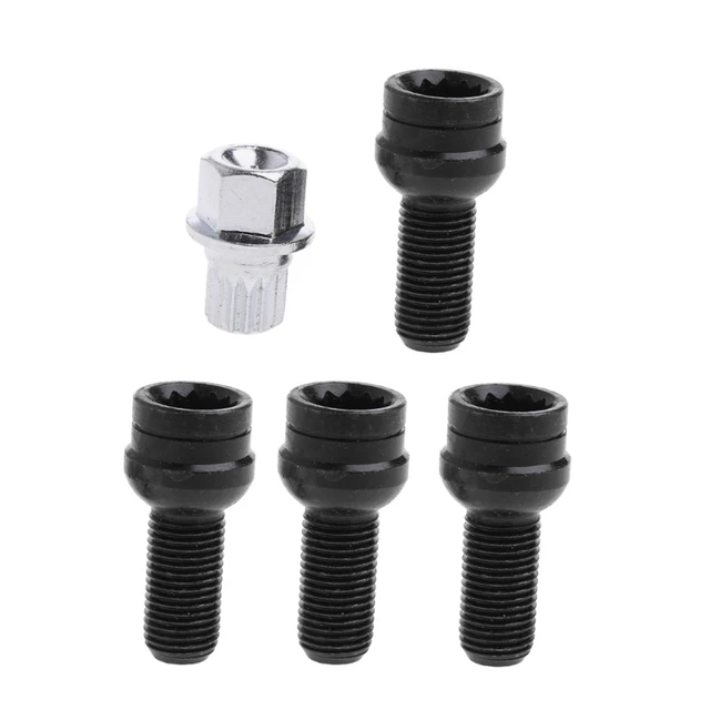 4+1 Wheel Bolt Lock Lug Nut Set With Key For VW Golf Jetta Beetle